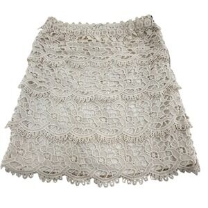 LOFT Lace Skirt Tiered Crochet Mini Lined Party Cocktail Women's‎ Size 2 Boho